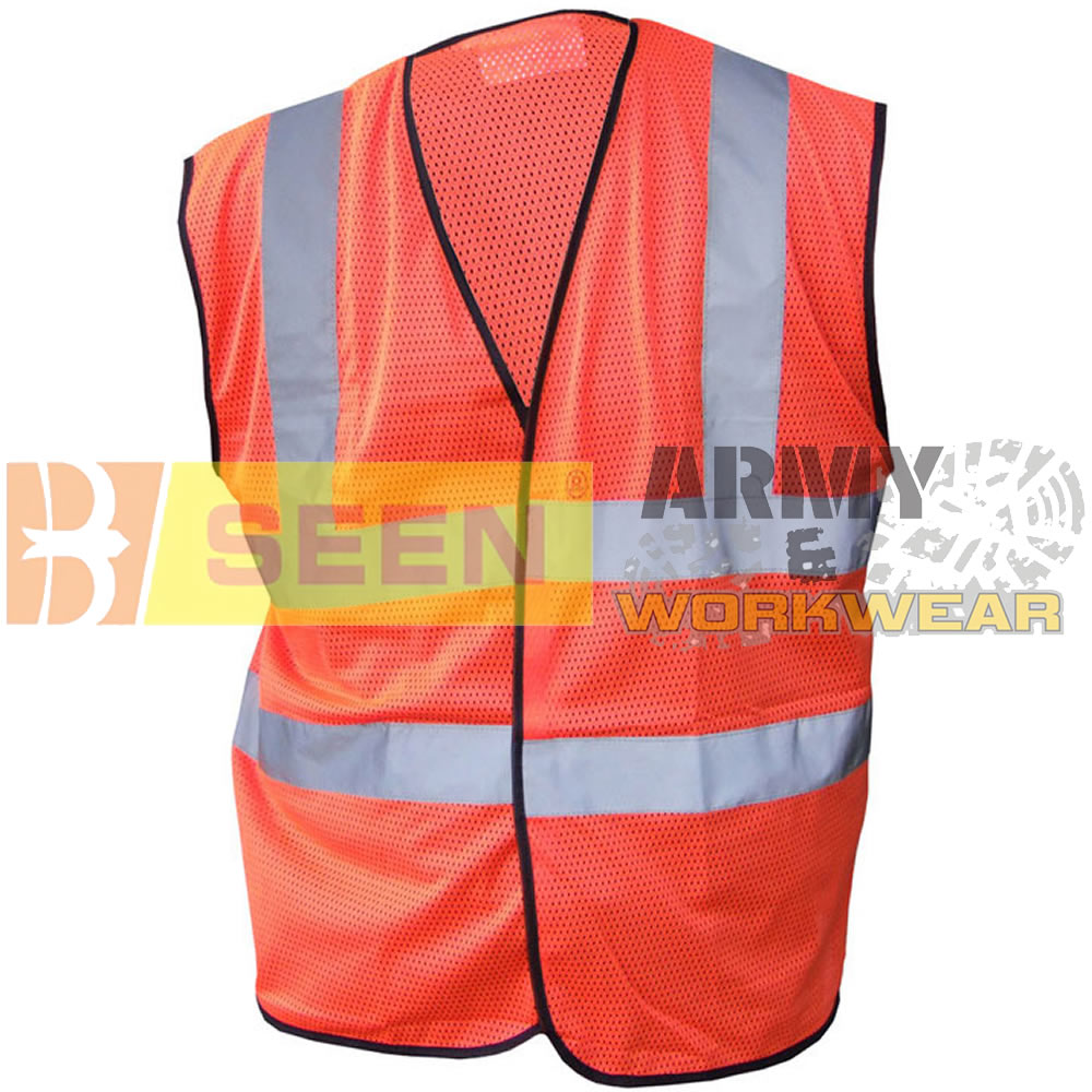 B-Seen Hi Vis Open Mesh Gilet Jacket Mens Breathable Lightweight Vest Viz